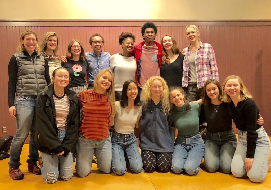 US Poet Laureate Tracy K Smith poses for photo with Maine Coast Semester at Chewonki students